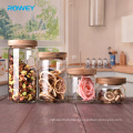 Durable Borosilicate Hermetic Glass Storage Jar with Wooden Lid